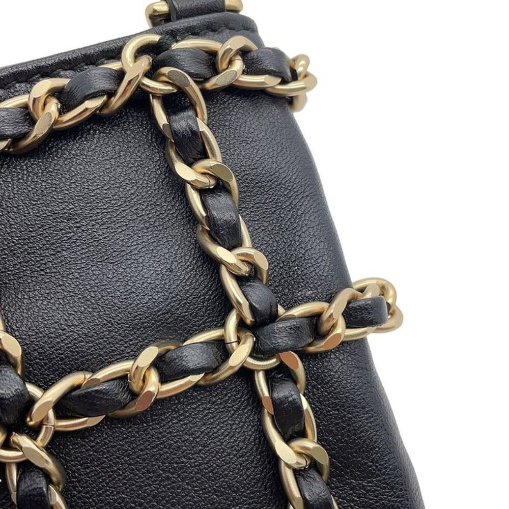 Chanel Chain Shoulder Bag Choco Bar Phone Case Lambskin Black - Picture 6 of 10
